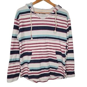 Indigo Poppy Women's Colorful Striped Haciendo Hooded Sweatshirt Size Large